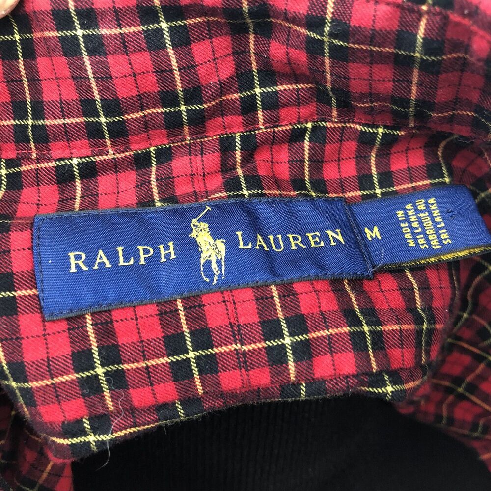 Ralph Lauren Button Down Red Plaid Long Sleeve Pony Logo Flannel Shirt Medium - Picture 4 of 4